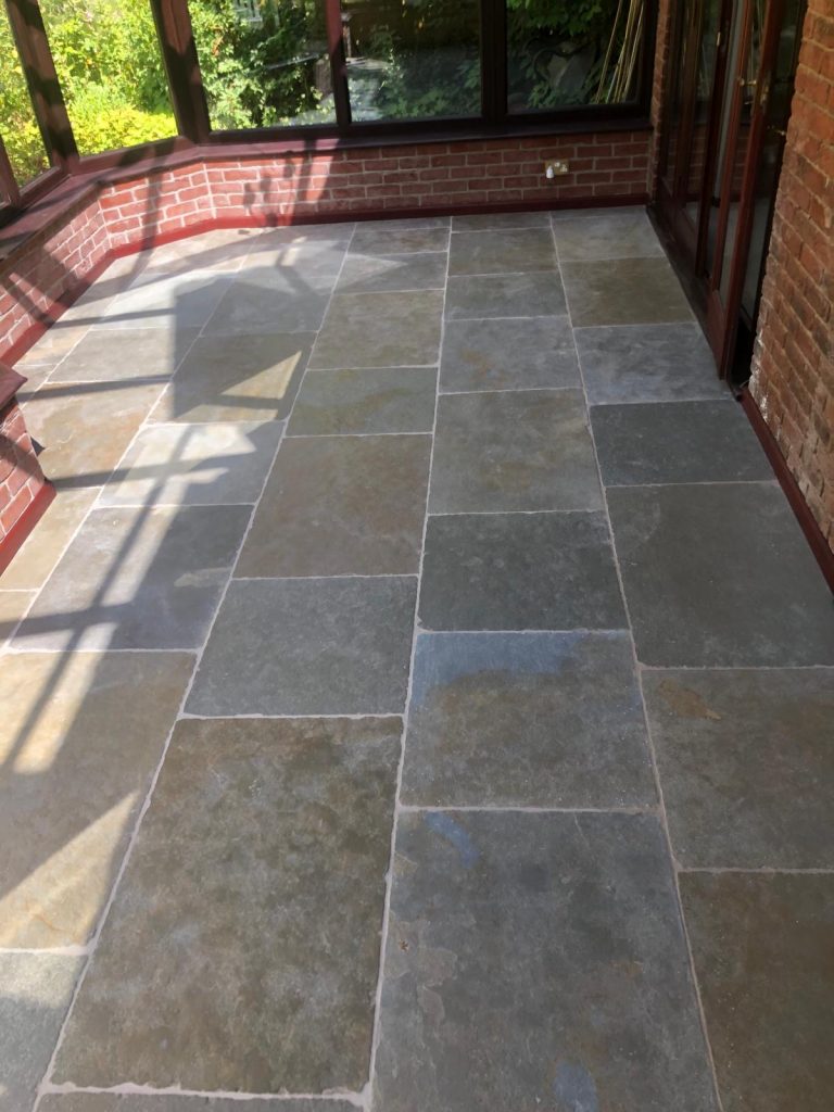 Cathedral limestone conservatory floor installed in Dorset.