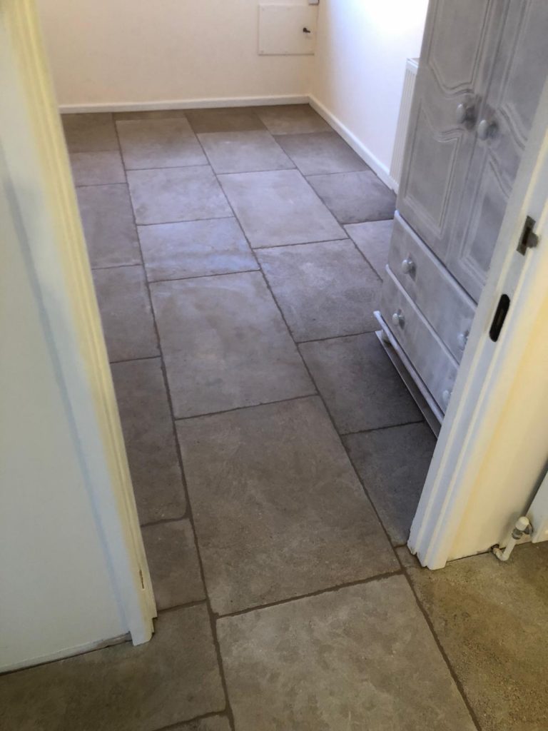 Heritage limestone hallway floor installation in Dorset