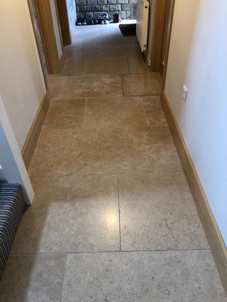 Heritage limestone hallway floor installation in Dorset