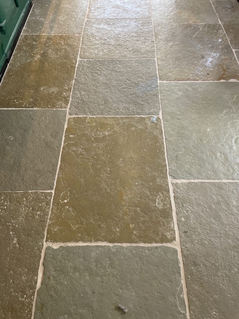 York limestone showing random length flagstones
