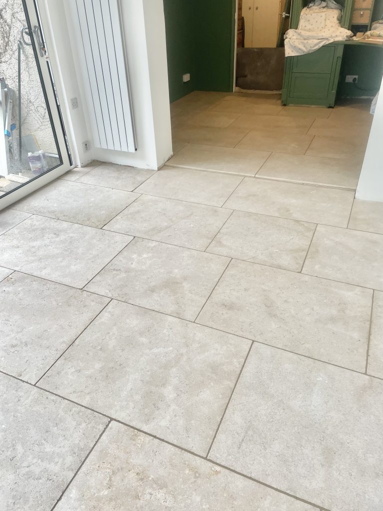 Heritage limestone kitchen and conservatory floor with light beige variation