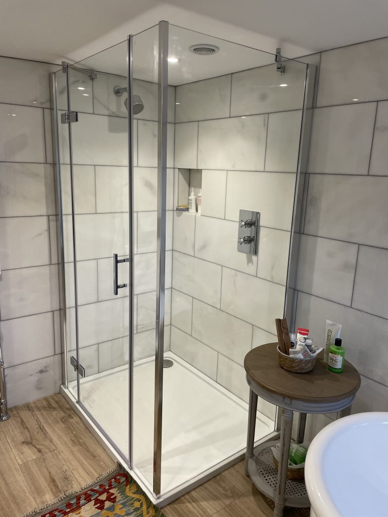 Large format marble stone wall tiles in Tisbury, Wiltshire