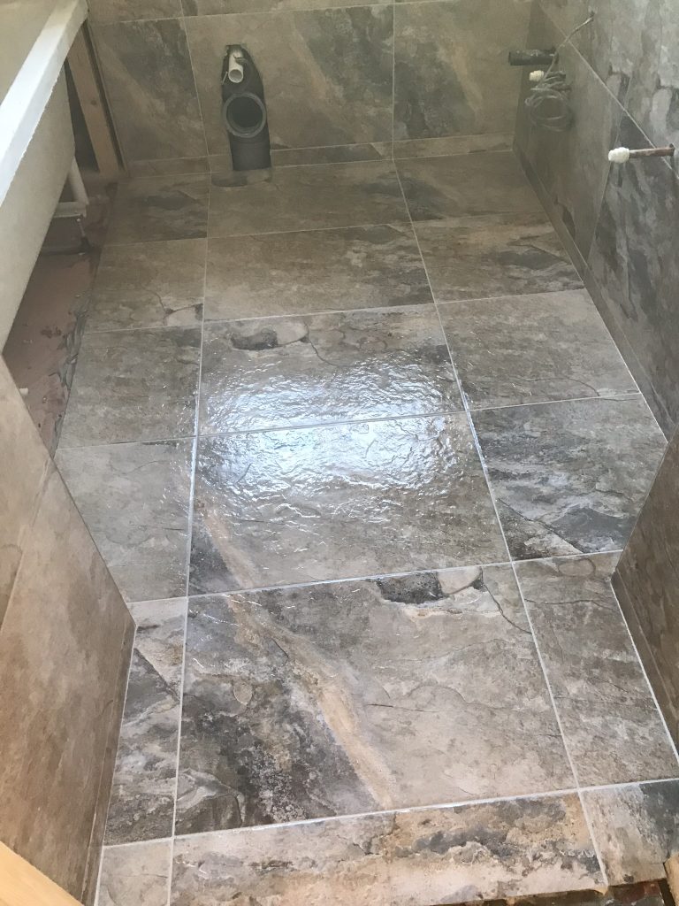 stone effect bathroom floor tiles 600x400 beige brown mix porcelain tiles installation