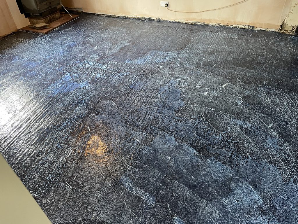 travertine suppliers Dorset opus floor installation showing Damp proof membrane installed
