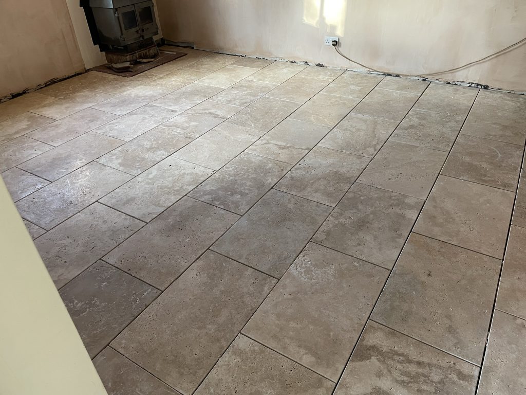 Large room in travertine tiles in salisbury