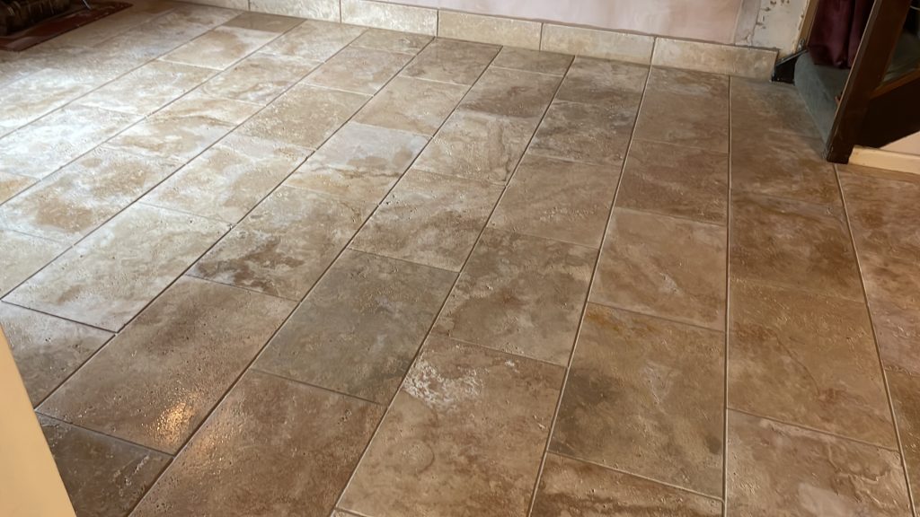 Travertine limestone supplied and installed by simali stone to a house in Salisbury.