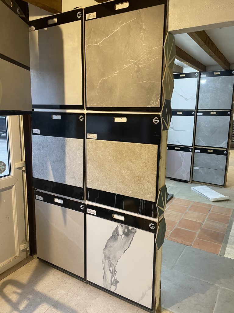 Porcelain tiles on display at simali stone.