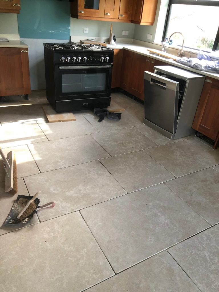 kitchen floor tiling Blandford new Dijon tiles installed