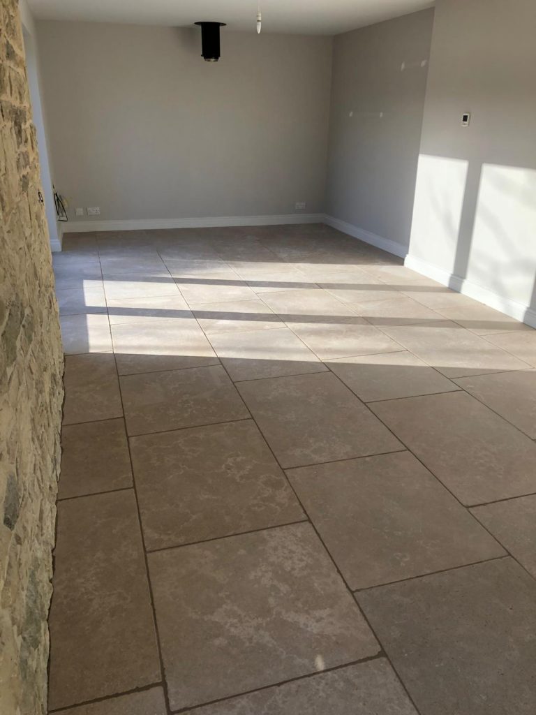 Completed Dijon limestone floor tile flagstones
