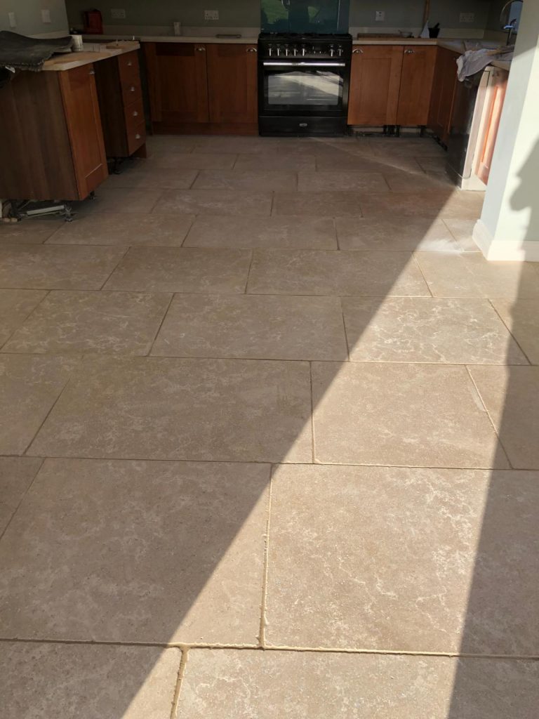 kitchen floor tiling Blandford completed with all stone grouted and sealed