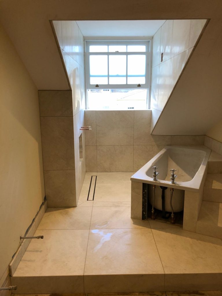 Bathroom tiling Warminster customers may like Marble bathroom tiles.  Supplied and installed by Simali stone.