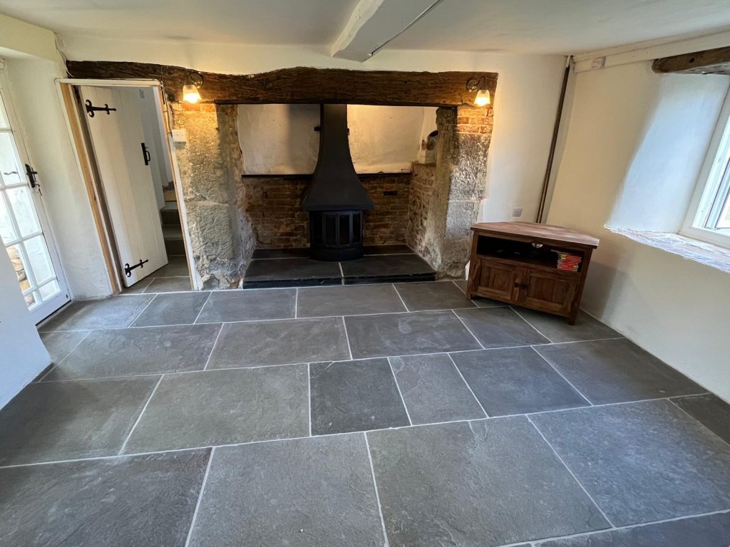 Ludlow limestone featured with a traditional fireplace in wiltshire